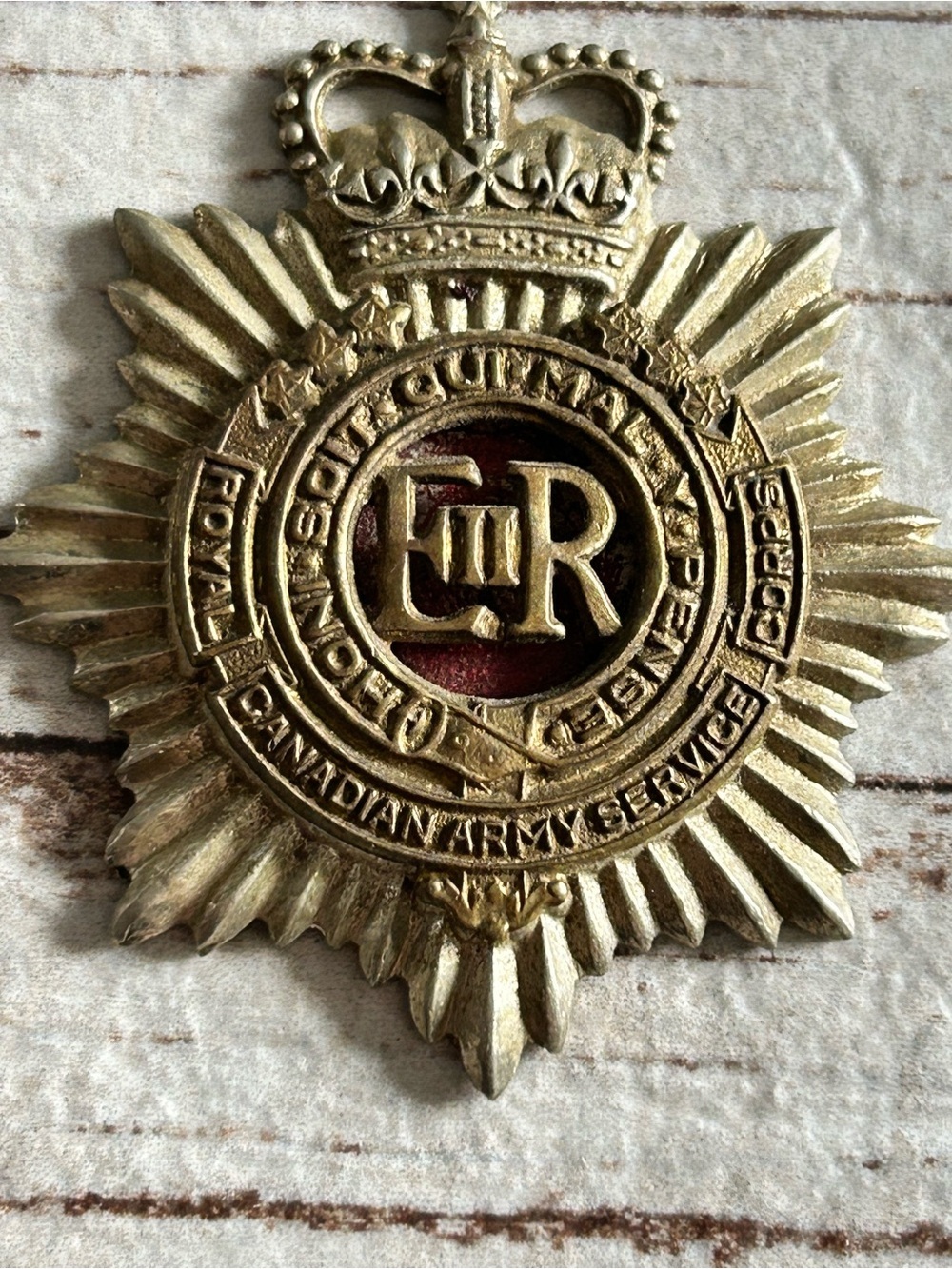 Vintage Canadian Army Service Corps Brass Badge - Gold